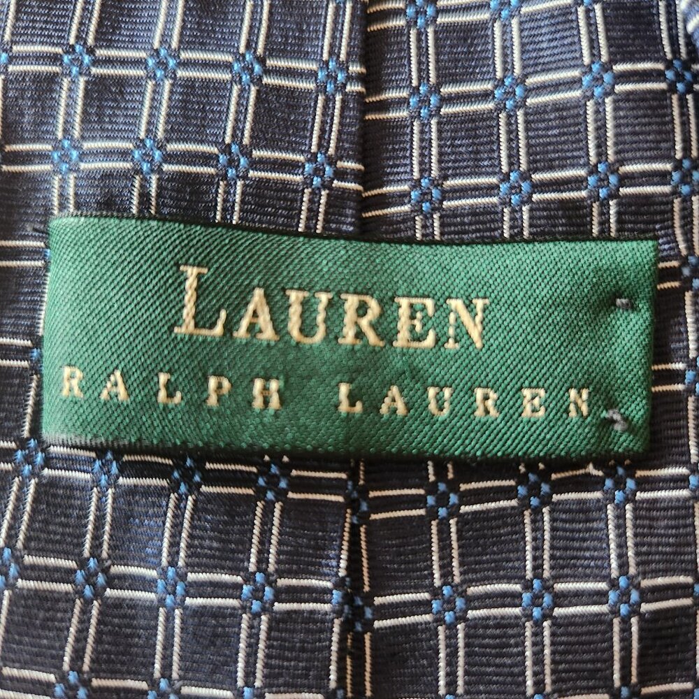 Lauren Ralph Lauren Hand Finished Silk Navy Blue Tie 58" - Picture 4 of 7
